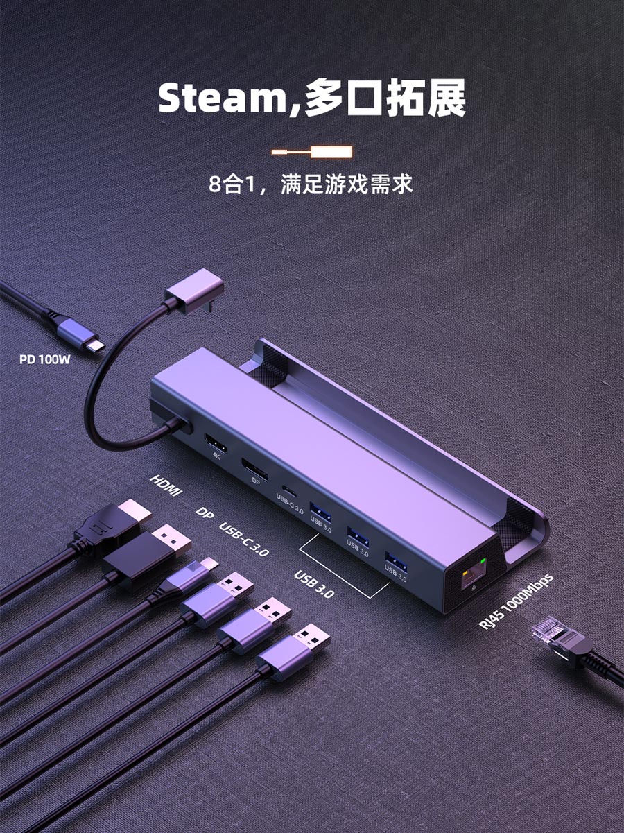 8合1 Steam Deck铝合金底座