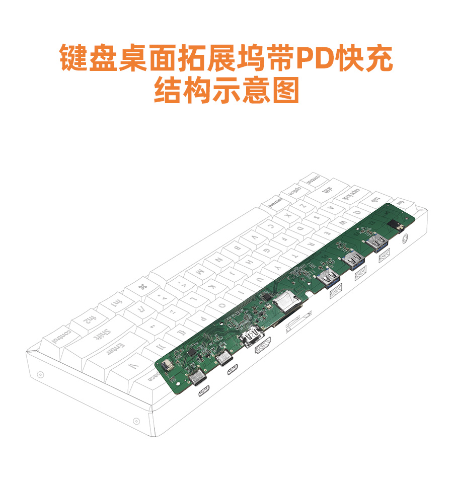 键盘桌面拓展坞带PD快充