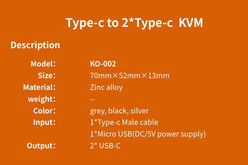 Type-c to 2*Type-c KVM